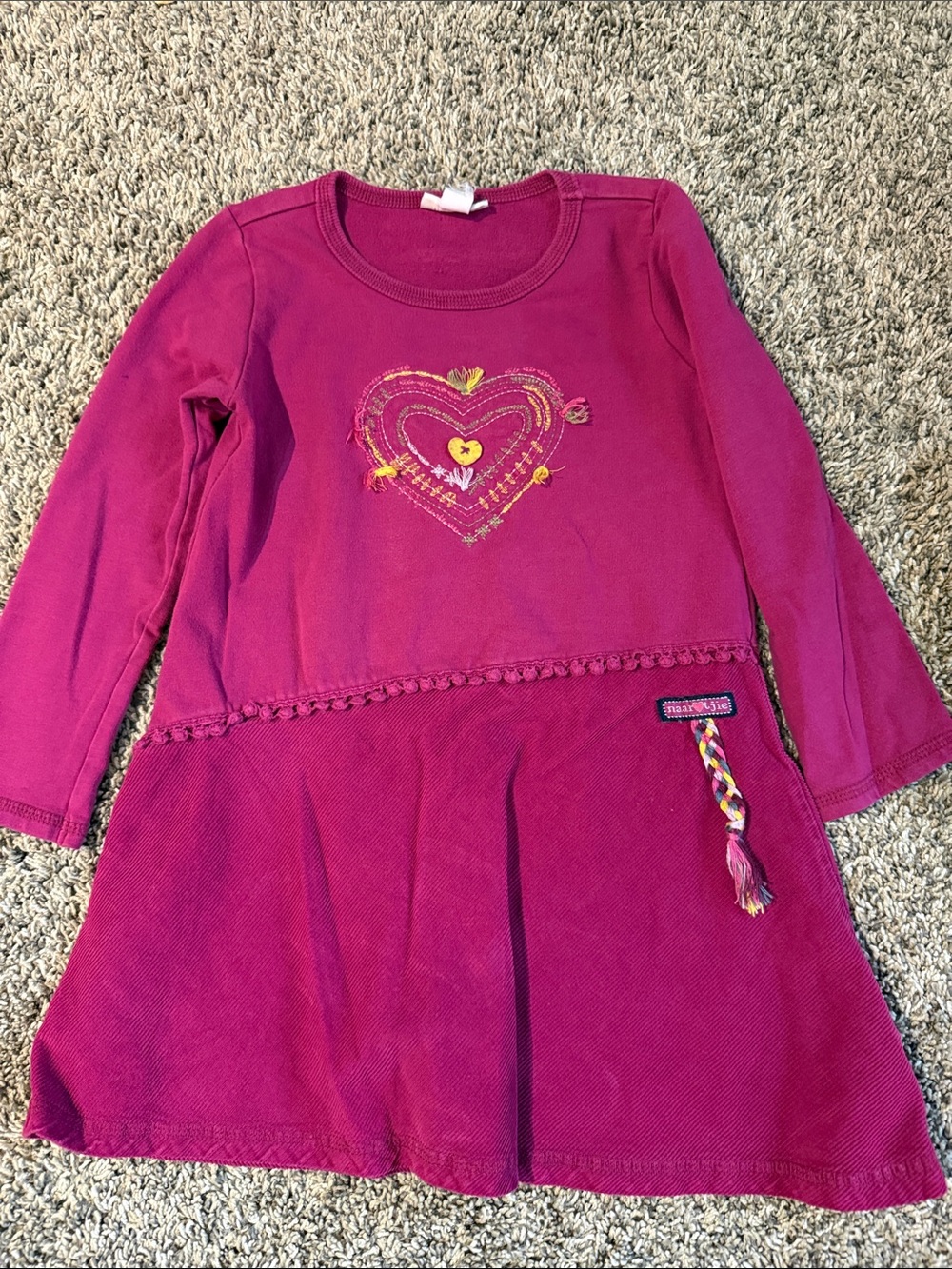 naartjie Bright Fuchsia Long-Sleeve Heart Dress Top